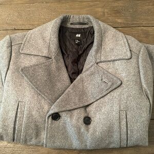 Zara Grey Men’s Wool Button Peacoat